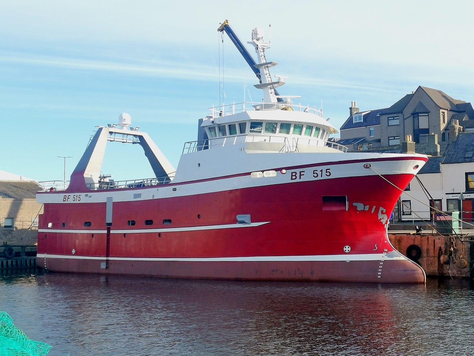 Starboard side of 33m fishing trawler